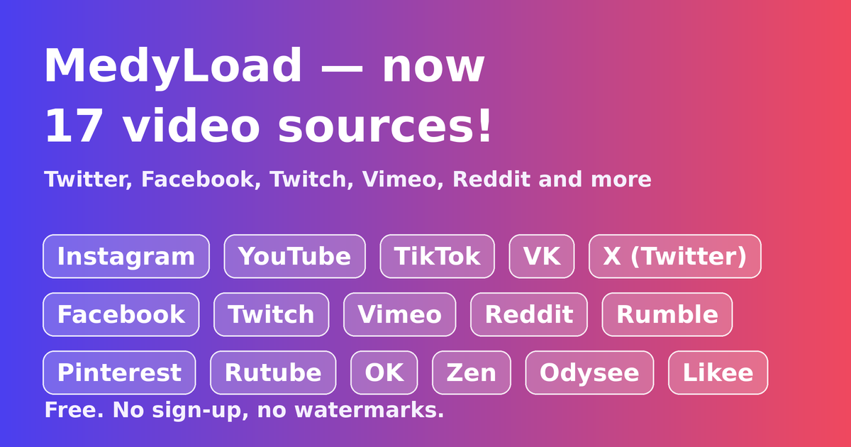 MedyLoad — 17 fuentes de vídeo